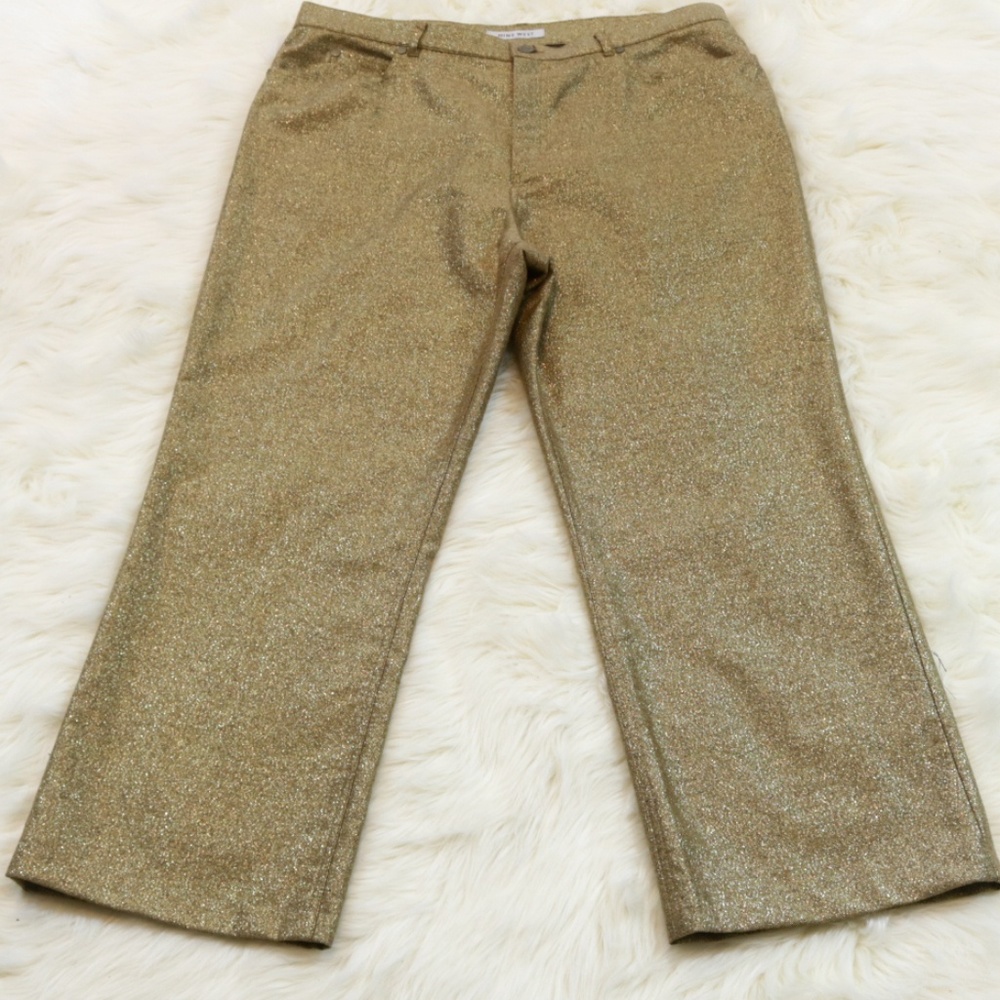 Nine West Gold Glitter Dress Slacks Pants